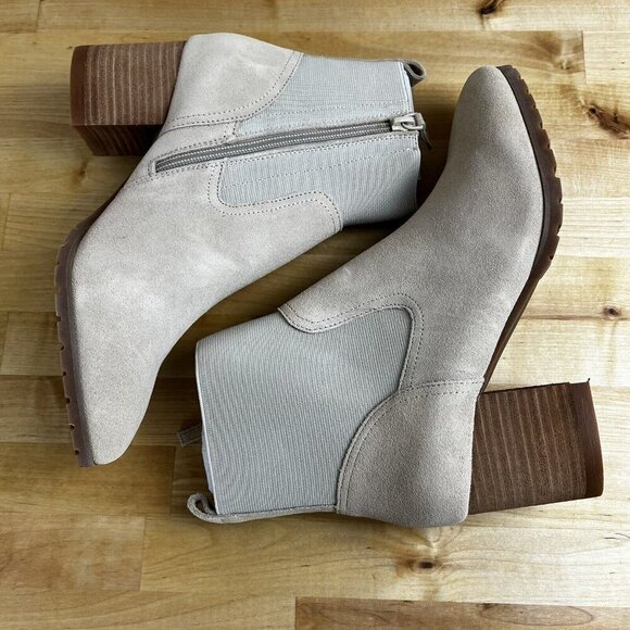 Violet & Red Loaded Knit Cuff Bootie Tan Neutral Comfort Fall Winter Size 8.5 - Picture 7 of 12